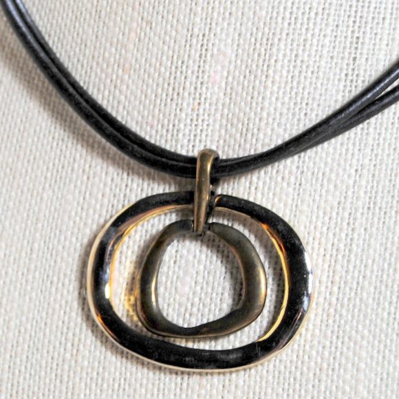 Sculpted Metal Silver Copper Focal Neoprene Cord - Picture 2 of 2